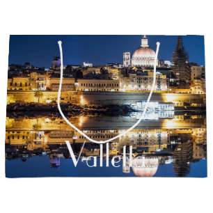 Sacola Para Presentes Grande Porto da cidade antiga de La Valetta à noite