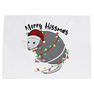 Sacola Para Presentes Grande Possum Come Cadeia de Natal Merry Hissmass