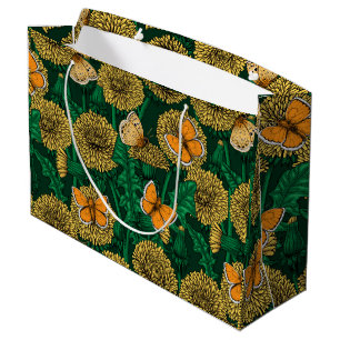 Sacola Para Presentes Grande Prado de Dandelion em verde escuro