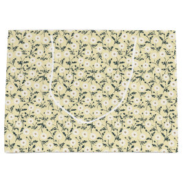 Sacola Para Presentes Grande Prado Sussurrante - Padrão Floral Amarelo Manteiga