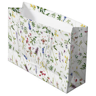 Sacola Para Presentes Grande Prados Escandinavos de Flores Selvagens