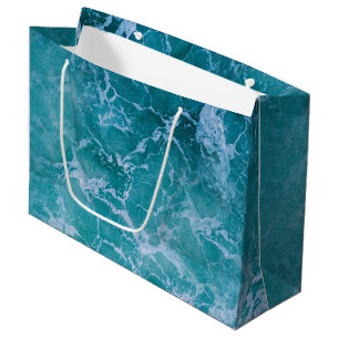 Sacola Para Presentes Grande Praia das Ondas do Oceano Azul Profundo