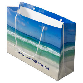 Sacola Para Presentes Grande Praia Fotografia Céu Azul com Ondas Personalizadas