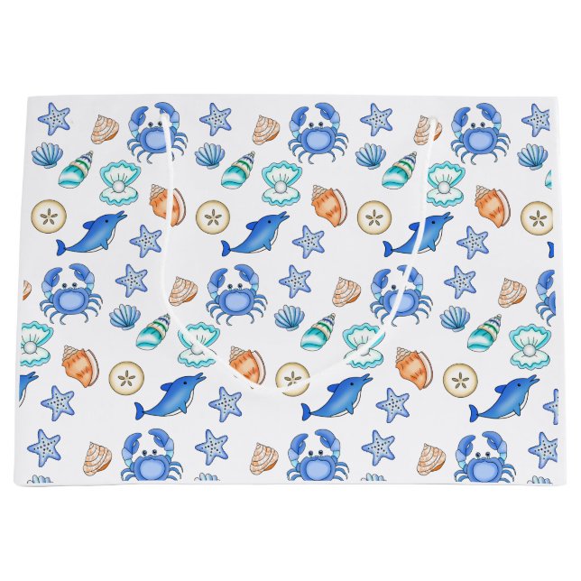 Sacola Para Presentes Grande Praia - Parto ou Chá de fraldas (Frente)