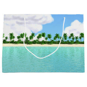 Sacola Para Presentes Grande Praia tropical