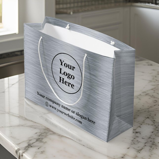 Sacola Para Presentes Grande Prata metálica elegante (Criador carregado)