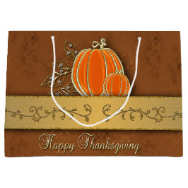 Sacola Para Presentes Grande Precioso Dourado Folhas de Bomba de Ação de Graças