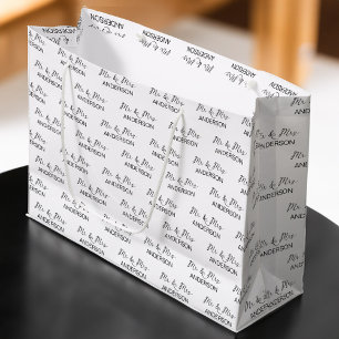 Sacola Para Presentes Grande Presente de casamento Sr. e Sra. Colagem personali