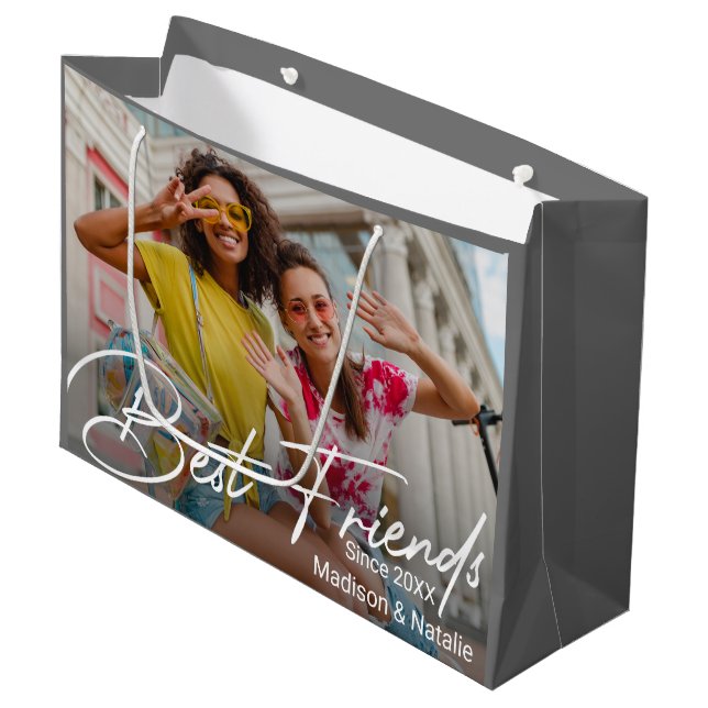 Sacola Para Presentes Grande Presente de Foto de Amizade Moderna (Frente inclinada)