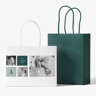 Sacola Para Presentes Grande Presente de Foto de Colagem de Nome Personalizado