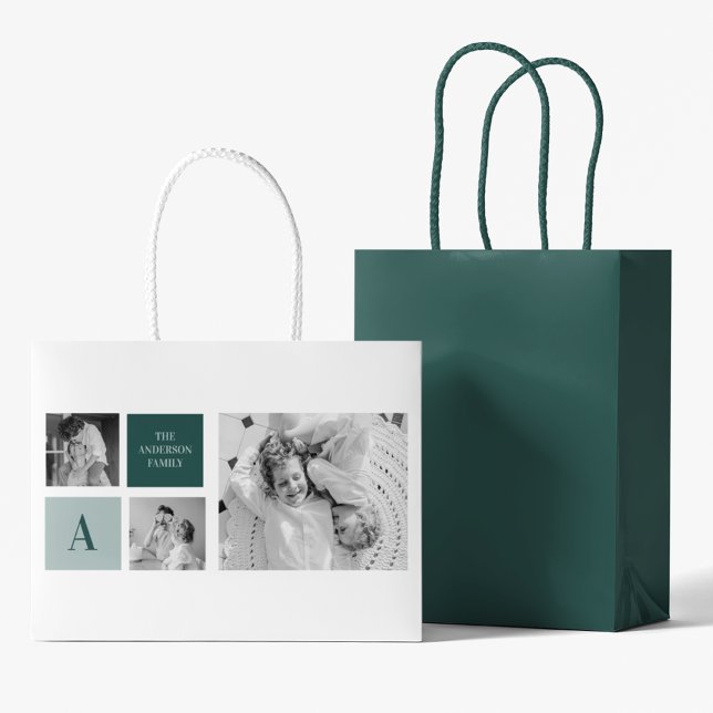 Sacola Para Presentes Grande Presente de Foto de Colagem de Nome Personalizado  (Criador carregado)