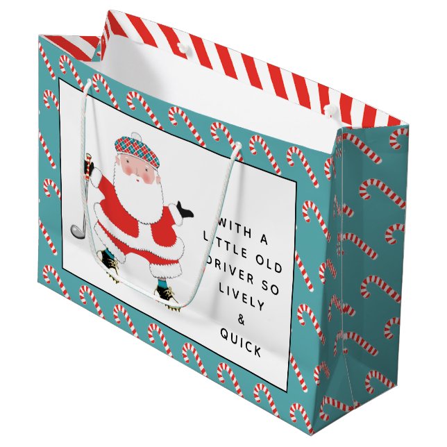 Sacola Para Presentes Grande Presente de Natal de Golfe (Frente inclinada)