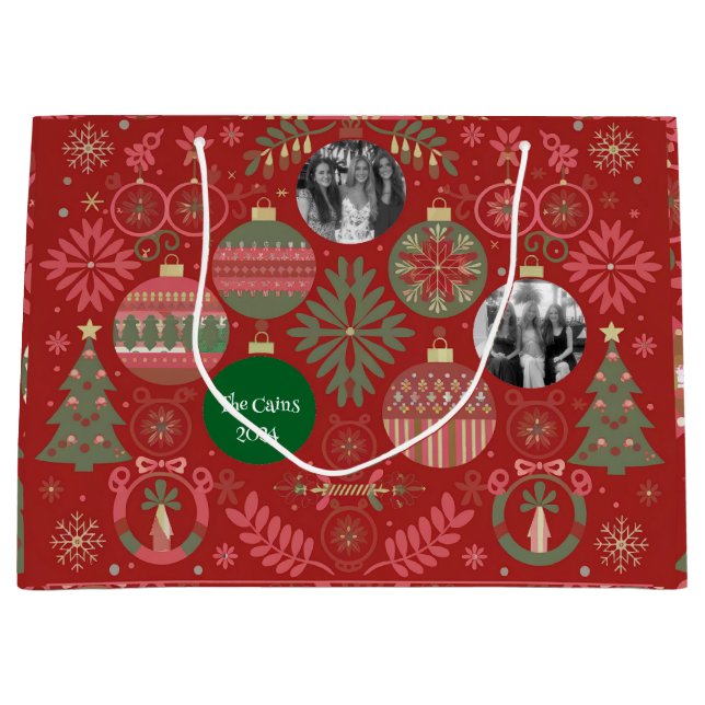 Sacola Para Presentes Grande presente de ornamentos (Frente)