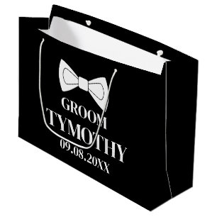 Sacola Para Presentes Grande Presente Grande Noivo Preto Elegante Moderno Casam