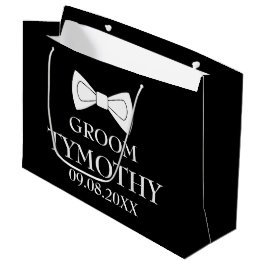 Sacola Para Presentes Grande Presente Nome Moderno Elegante Preto para Noivo Gr
