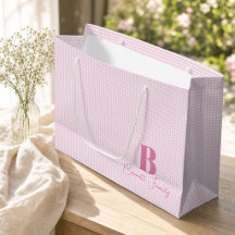 Presentes com Monograma Doce em Xadrez Rosa Bege