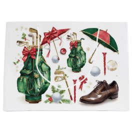 Sacola Para Presentes Grande Presentes de Natal com tema de golfe para golfista