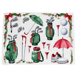 Sacola Para Presentes Grande Presentes de Natal com tema de golfe para golfista