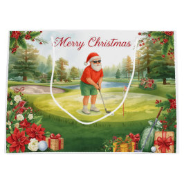 Sacola Para Presentes Grande Presentes de Natal com tema de golfe para golfista