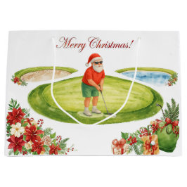 Sacola Para Presentes Grande Presentes de Natal com tema de golfe para golfista