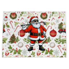 Sacola Para Presentes Grande Presentes de Natal com tema de golfe para golfista