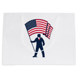 Sacola Para Presentes Grande Presidente Trump Portando a Bandeira dos EUA