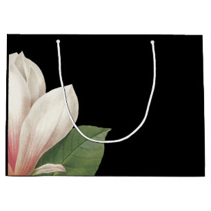 Sacola Para Presentes Grande Preto branco cor-de-rosa do sul da flor da