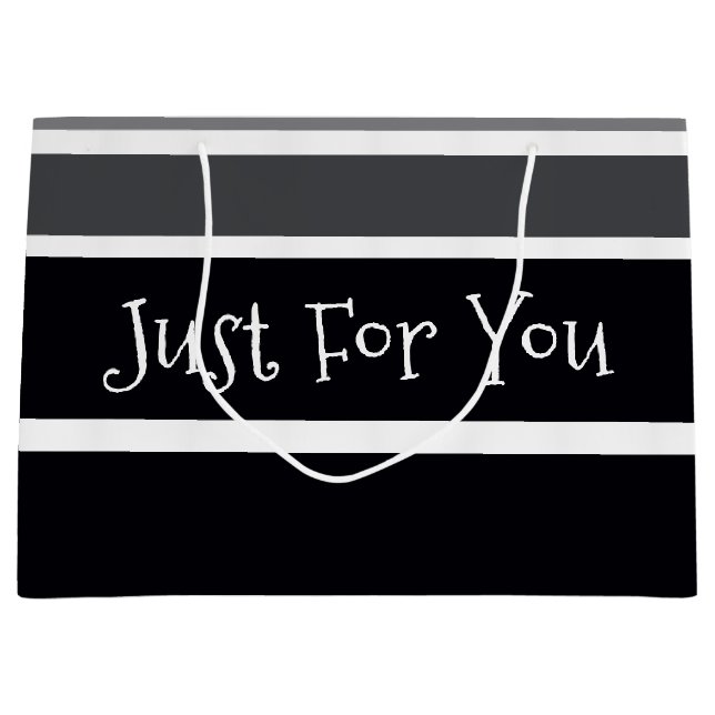 Sacola Para Presentes Grande Preto Branco E Cinza (Frente)