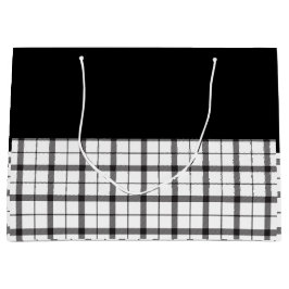 Sacola Para Presentes Grande Preto, branco, Xadrez, clássico, chique, moderno, 