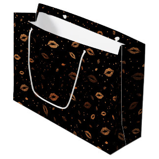 SACOLA PARA PRESENTES GRANDE PRETO COM LÁBIOS LUSH DE HALLOWEEN DE COBRE
