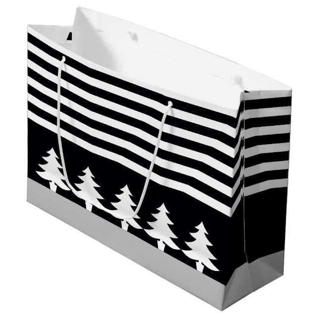 Sacola Para Presentes Grande Preto E Branco (Frente inclinada)