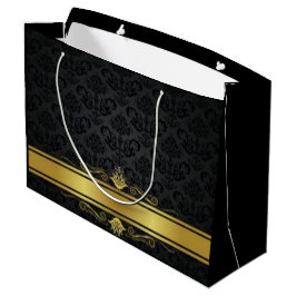 Sacola Para Presentes Grande Preto Elegante e Dourado Grande Saco de Presente