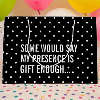 Sacola Para Presentes Grande Preto Engraçado com Bolinhas Branca com Saco de Pr