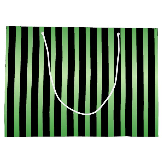 Sacola Para Presentes Grande Preto - Faixa Verde Colorido (Verso)