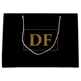 Sacola Para Presentes Grande Preto Personalizado Com Iniciais Dourados Grande S