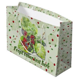 Sacola Para Presentes Grande PretoBerry verde e vermelho