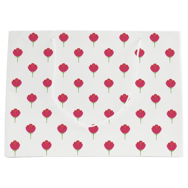Sacola Para Presentes Grande Pretty lush pink tulips pattern (Frente)