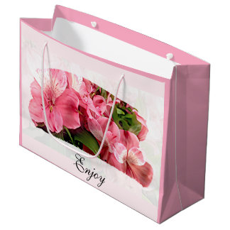 Sacola Para Presentes Grande Pretty Pink Flower  Gift Bag