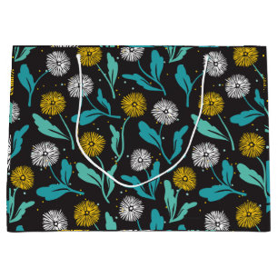 Sacola Para Presentes Grande Primavera Dandelion Flores e Folhas Design