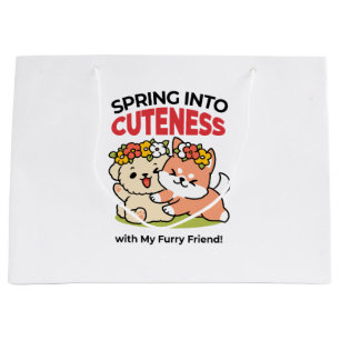 Sacola Para Presentes Grande Primavera dentro da cutena - Ilustração Adorável d