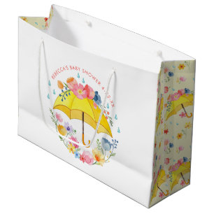 Sacola Para Presentes Grande Primavera Floral Watercolor Chá de fraldas Gift Ba