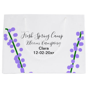 Sacola Para Presentes Grande Primavera fresca camping lavanda flores nome data