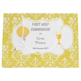 Sacola Para Presentes Grande Primeira Comunhão Blonde Dourada Damask