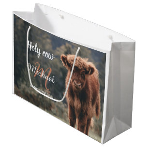 Sacola Para Presentes Grande Primeira festa de aniversário de vitelo de vaca