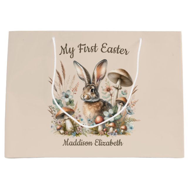 Sacola Para Presentes Grande Primeira Páscoa Jack Rabbit (Frente)