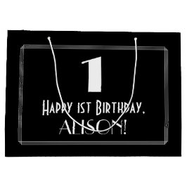 Sacola Para Presentes Grande primeiro aniversario: Art Deco Inspirou Style "1",