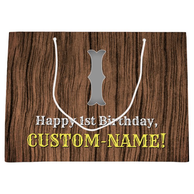 Sacola Para Presentes Grande primeiro aniversario: Country Western Inspirou Loo (Frente)