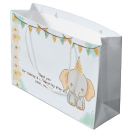 Sacola Para Presentes Grande Primeiro aniversario de Elefante Selvagem Única