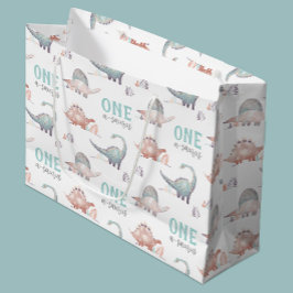 Sacola Para Presentes Grande Primeiro aniversario Dinossauro One-A-Saurus