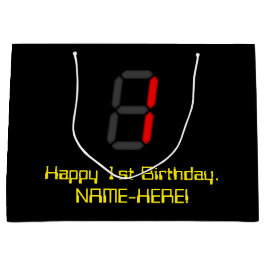 Sacola Para Presentes Grande primeiro aniversario: Estilo de Relógio Digital Ve